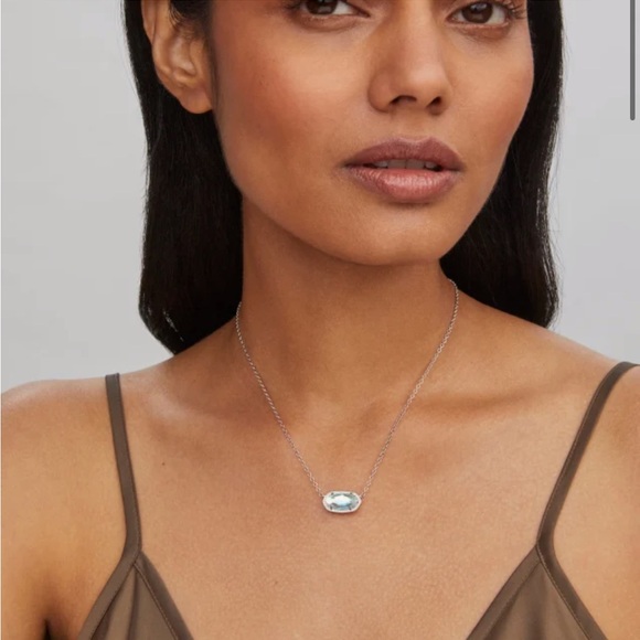 NWT Kendra Scott Elisa Silver Pendant Necklace in Dichroic Glass - Picture 2 of 7